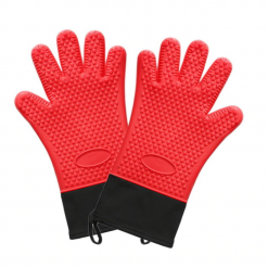 9 Silicone Glove LONG RED PAIR