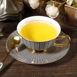 Luxurious Bone China Teacup Set- Black & Gold