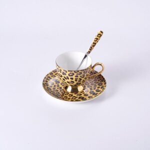 Luxurious Bone China Teacup Set- Leopard Print