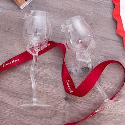 1Pcs Fancy Red Wine Goblet Wine Cocktail Glasses 100ml Rose Flower