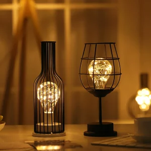 Iron Art Battery Table Lamps