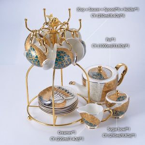 Luxury Mosaic Bone China Tea Set