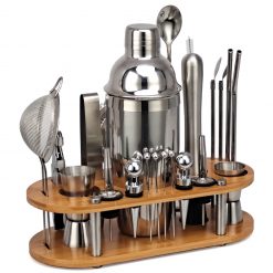 variantimage223-Piece-Cocktail-Shaker-Set-Bartender-Kit-With-Oval-Bamboo-Stand-Detachable-Home-Bar-Tools-Stainless