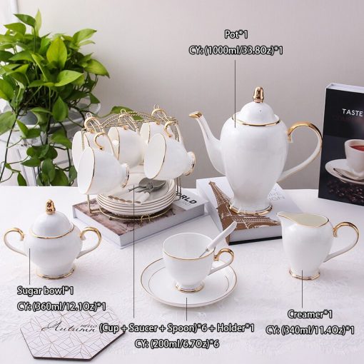 Gold China Coffee Set Porcelain Tea Set Advanced Cup Ceramic Mug Pot Sugar Bowl Creamer Teapot,1Coffee Cup 200ml 
