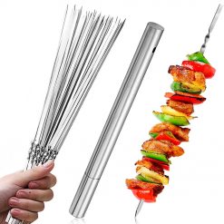 mainimage0Skewers-for-Barbecue-Reusable-Grill-Stainless-Steel-Skewers-Shish-Kebab-BBQ-Camping-Flat-Forks-Gadgets-Kitchen