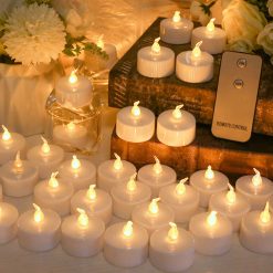 mainimage1Pack-of-12-24-Flickering-Remote-Control-Candles-Warm-White-Yellow-Electric-Flameless-Tealights-For-Valentine