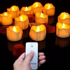 mainimage1Pack-of-6-or-12-Remote-Warm-White-Blink-Plastic-Fake-Candles-Amber-Wedding-Candles-Flameless