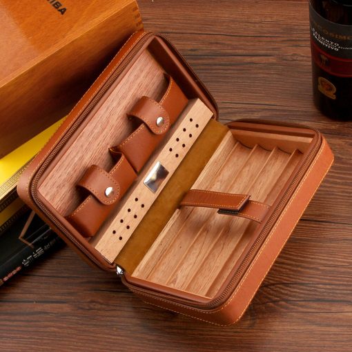 mainimage4GALINER-Portable-Cedar-Wood-Cigar-Humidor-Box-Travel-Leather-Cigar-Case-Storage-4-Cigars-Box-Humidor